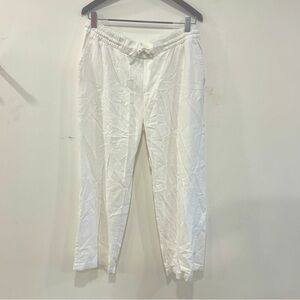 Linen drawstring straight leg pants